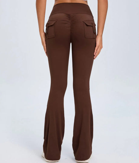 Yoga Fitness Flared Pants With Pockets Ins Fashion Slim High Waist Sports Trousers  Scrunch Butt Booty Workout Lifting Leggings - Lootquake