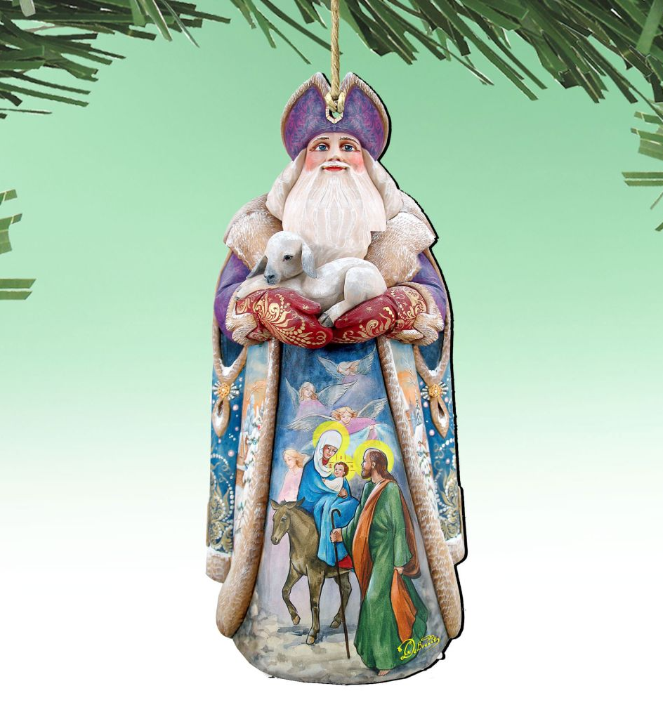 Adornos de madera de Papá Noel y los Ángeles Guardianes de G. DeBrekht - Decoración navideña de Papá Noel y muñeco de nieve - 811832