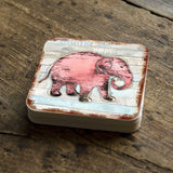 Elephant Wooden Cork Coasters Gift Set of 4 by Nature Wonders - Nature Wildlife Decor  - 8198229-9C-S4