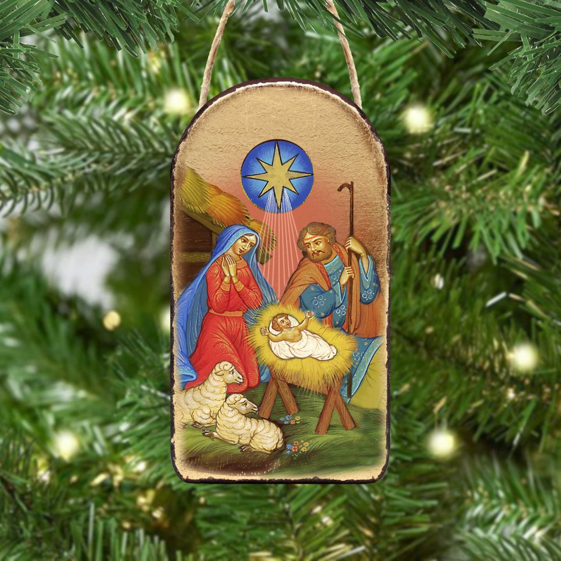 Nativity of Birth Religious Orthodox Sacred Icon Ornament - Inspirational Icon Decor - 87019