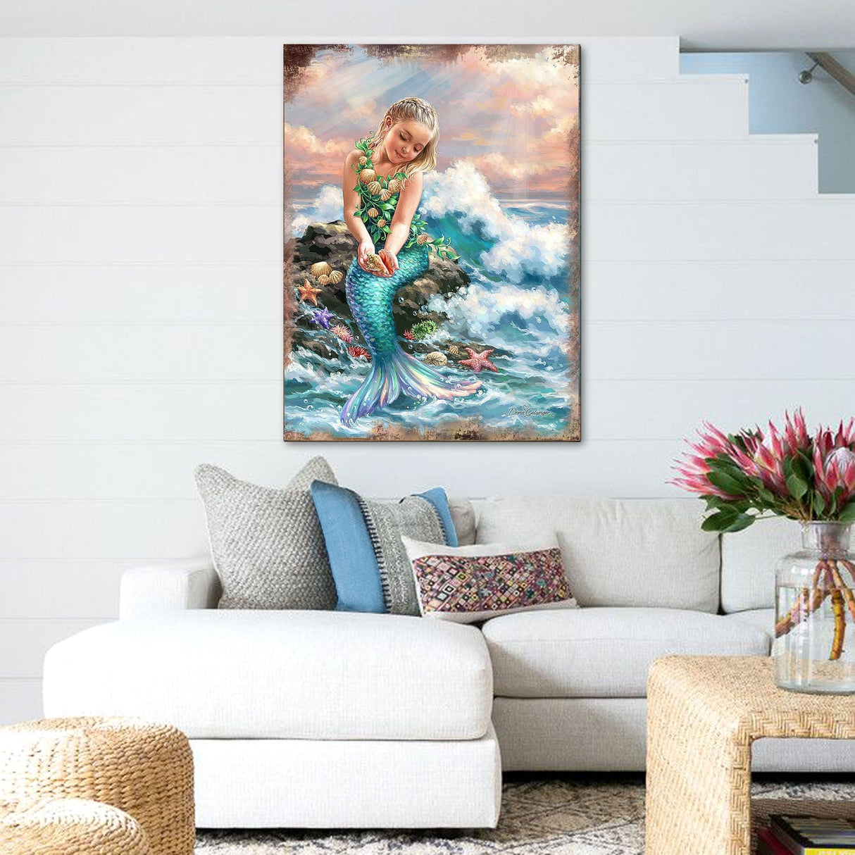 Arte mural costero de madera Princesa del Mar de D. Gelsinger - Decoración costera navideña - 95652B-1611