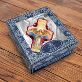 Adorno de cruz de cristal con ángel descendiendo del cielo de G. Debrekht - Decoración navideña - 758-025