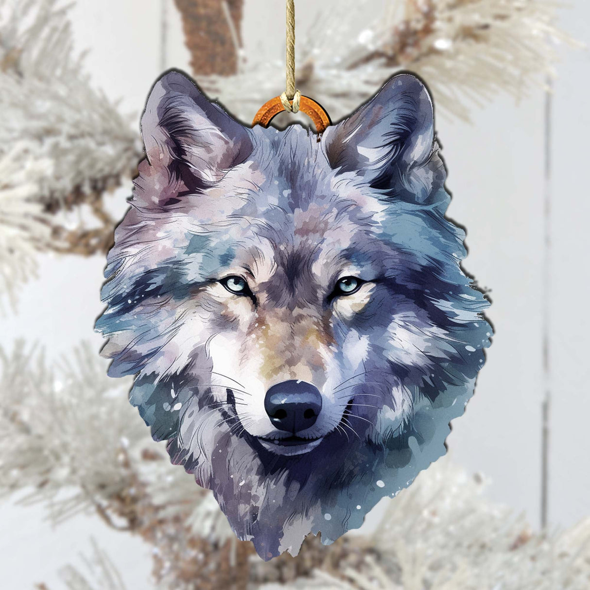 Adornos de madera con cara de lobo de Alaska de G.Debrekht - Decoración navideña con temática de vida silvestre - 8710125-1
