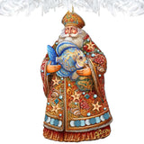 Santa with Fish Wooden Ornaments by G. Debrekht - Christmas Santa Snowman Decor - 8691411
