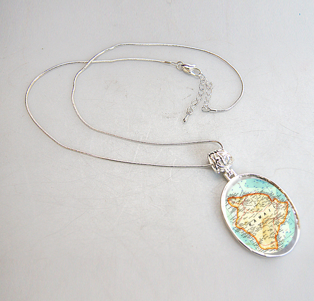 Collar con colgante de nácar plateado hawaiano - 44057