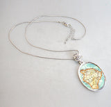 Collar con colgante de nácar plateado hawaiano - 44057