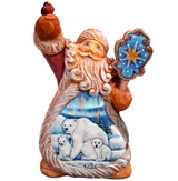 Figura navideña de oso polar de Papá Noel, esculpida y pintada a mano por G. DeBrekht - Decoración navideña con temática de vida silvestre - 661512