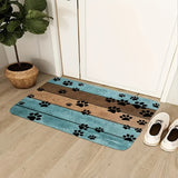 Felpudo ultraabsorbente con huellas de perro: elegante alfombra de entrada para patas embarradas, de secado rápido, antideslizante, ideal para hogares con mascotas concurridos.
