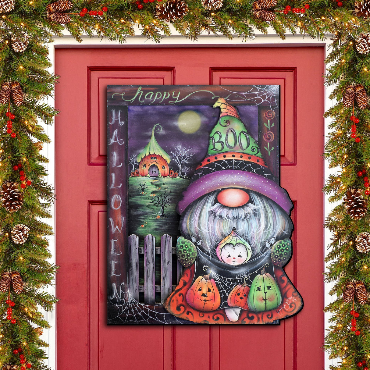 Boo Halloween Gnome Holiday Door Decor by Jamie Mills-Price - Halloween Decor - 8611077H-MP