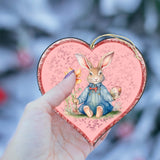 Easter Bunny Heart Wooden Ornaments by G. DeBrekht Easter Spring Decor - 8652780