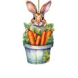 Bunny with Basket of Carrots Wooden Ornaments by G. DeBrekht Easter Spring Decor - 8652769