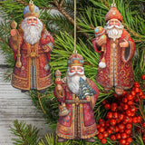 Juego de 3 adornos decorativos de madera de Papá Noel de G. Debrekht - Decoración navideña - 8091032-S3