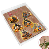 Spooky Houses Decorative Wooden Clip-on Ornaments of 6 by G. Debrekht - Halloween Decor - 8090007C-S6