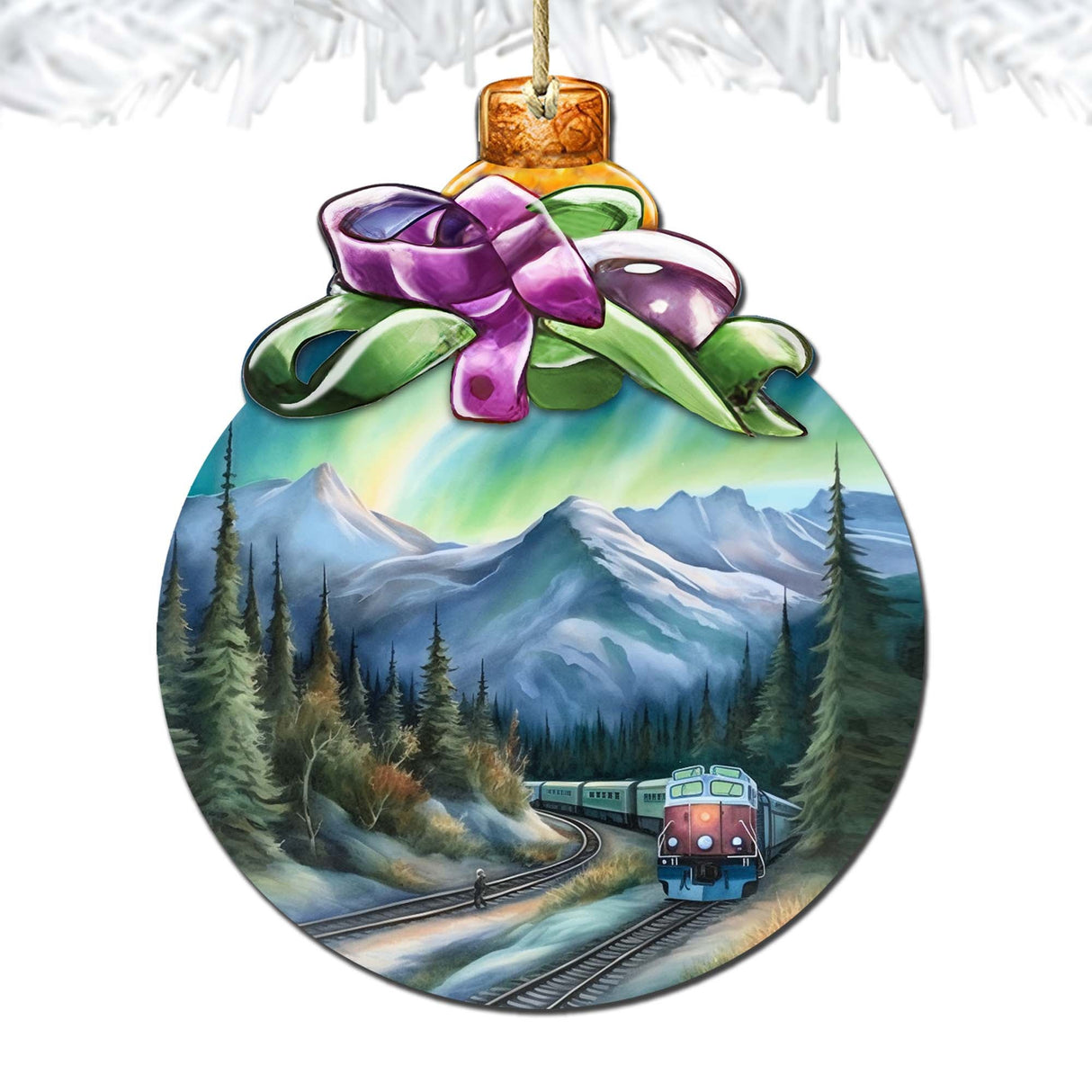 Mountain Glow Express Wooden Ornaments by G.Debrekht - Wildlife Holiday Decor - 870016