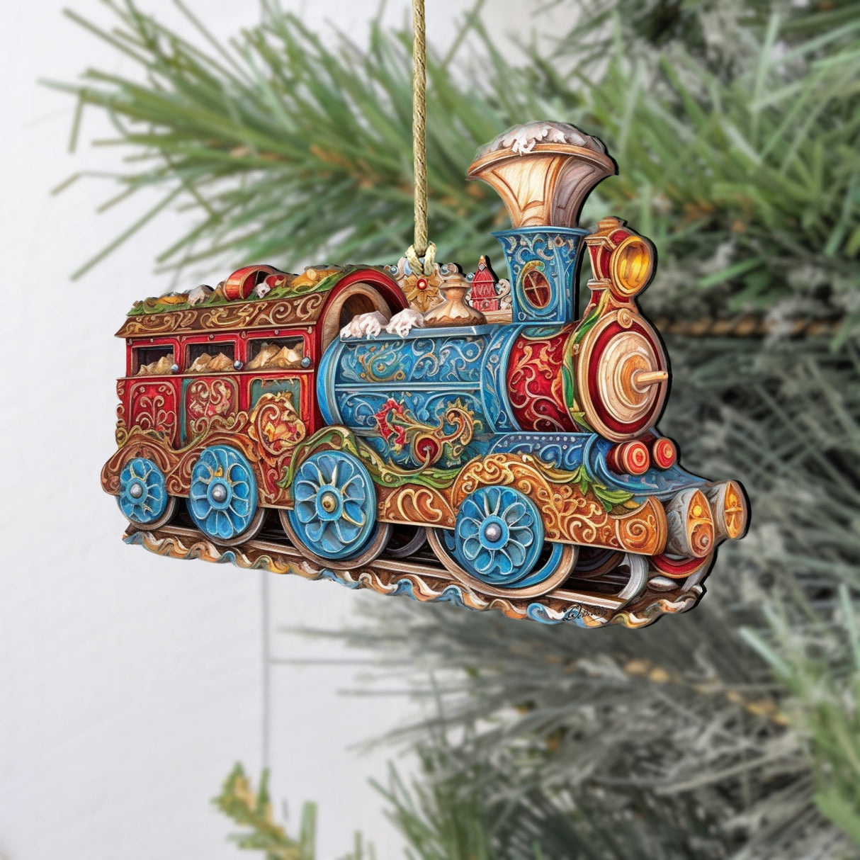 Christmas Train Wooden Ornaments by G. Debrekht - Christmas Decor - 8100198-3