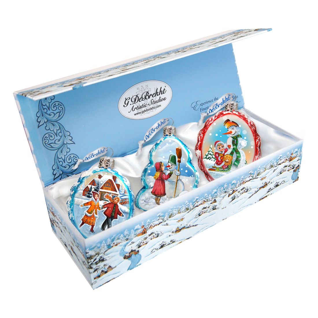 Winter Fun Mercury Glass Ornaments Set of 3 by G. DeBrekht - Christmas Decor - 770129S3