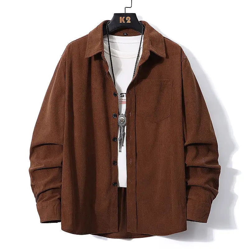 European Size Long Sleeve Shirt Men's Corduroy - Lootquake
