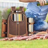 4-Person Picnic Backpack with Cooler Compartment, Detachable Bottle/Wine Holder, Fleece Blanket, Plates & Cutlery Set - Perfect for Outdoor, Sports, Hiking, Camping, BBQs (Coffee), Camping Essentials | Stylish Picnic Bag | St