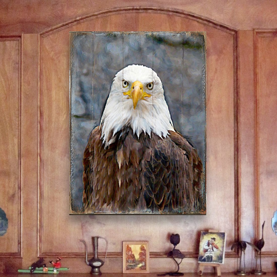 Eagle Portrait Art Wooden Wall Art by Nature Wonders - Nature Wildlife Decor  - 95296B