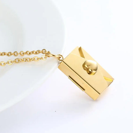 Peach Heart Envelope Couple Female Secret Hidden Message Pendant Necklace Gift - Lootquake