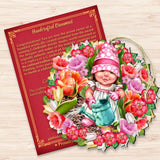 Spring Blossom Gnome Dwarf Wreath Wooden Ornaments by Gelsinger - Easter Spring Decor - 8161055-DG