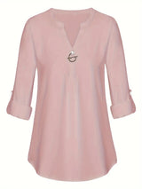 Women's Long Sleeved Simple And Versatile Casual Pearl Button Shirt - Lootquake
