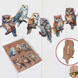 Night Owls Decorative Wooden Clip-on Ornaments of 6 by G. Debrekht - Christmas Decor - 8090004C-S6