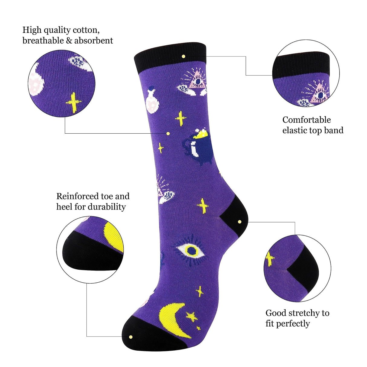 1 par de calcetines de bruja para mujer, cómodos y a la moda, regalos de bruja para Halloween, regalos de cumpleaños para hermana y esposa.