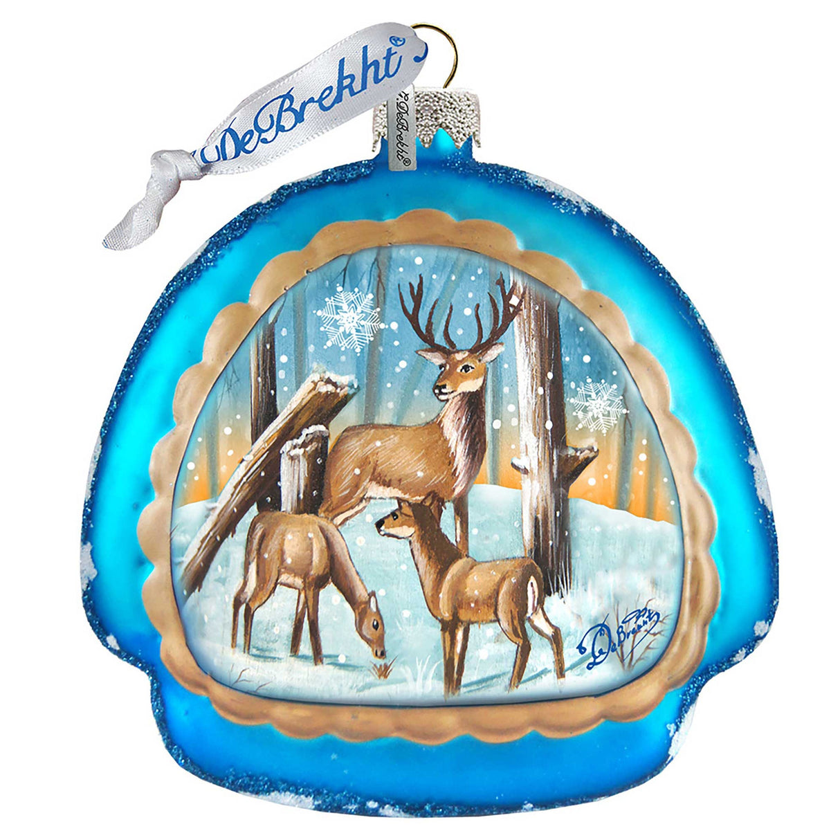 Adorno de cristal "Deer Love" de G. DeBrekht - Decoración navideña con temática de vida silvestre - 756-011