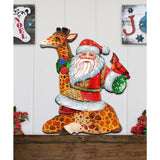 Decoración navideña para puerta con Papá Noel y jirafa de G. DeBrekht - Decoración navideña con Papá Noel y muñeco de nieve - 8111360H