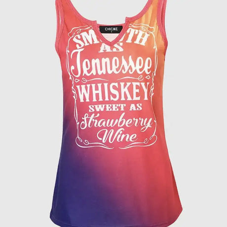 Women's V-neck Gradient Color Versatile Printed Pattern Tank Top - Lootquake
