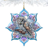 Arctic Owl Snowflake Wooden Ornaments by G. Debrekht - Nature Wildlife Decor - 8688435