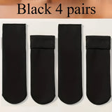 4 Pairs Snow Socks With Plush Lined, Thickened Warm Floor Socks, Winter Cold Cold Warm Socks