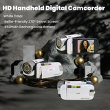 1080P Portable Digital Camcorder, Rotate Screen Digital Camera With Rechargeable Battery And 32G Memory Card Support Selfie, Suitable For Travel Photograph And Friend Gathering And Growth Recording
