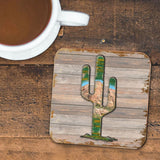 Cactus Wooden Cork Coasters Gift Set of 4 by Nature Wonders - Nature Wildlife Decor  - 8199416C-S4