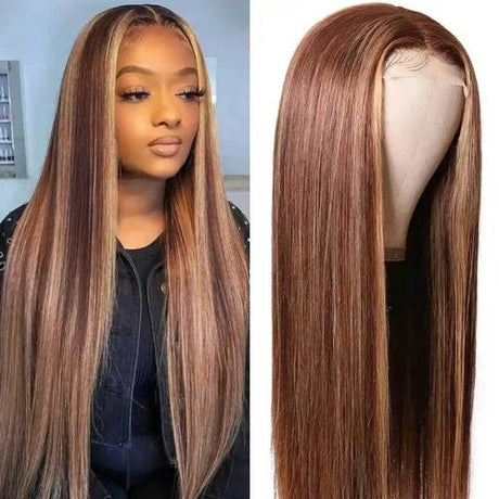 Front Lace Piano Pick Dyeing 4 27T Human Hair Headgear Wig - Lootquake