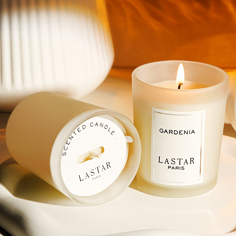 Bougie parfumée LASTAR Gardenia, 70 g – Arôme relaxant et lueur chaleureuse pour une ambiance chaleureuse, idéale pour la chambre et l'intérieur, pot en verre inclus
