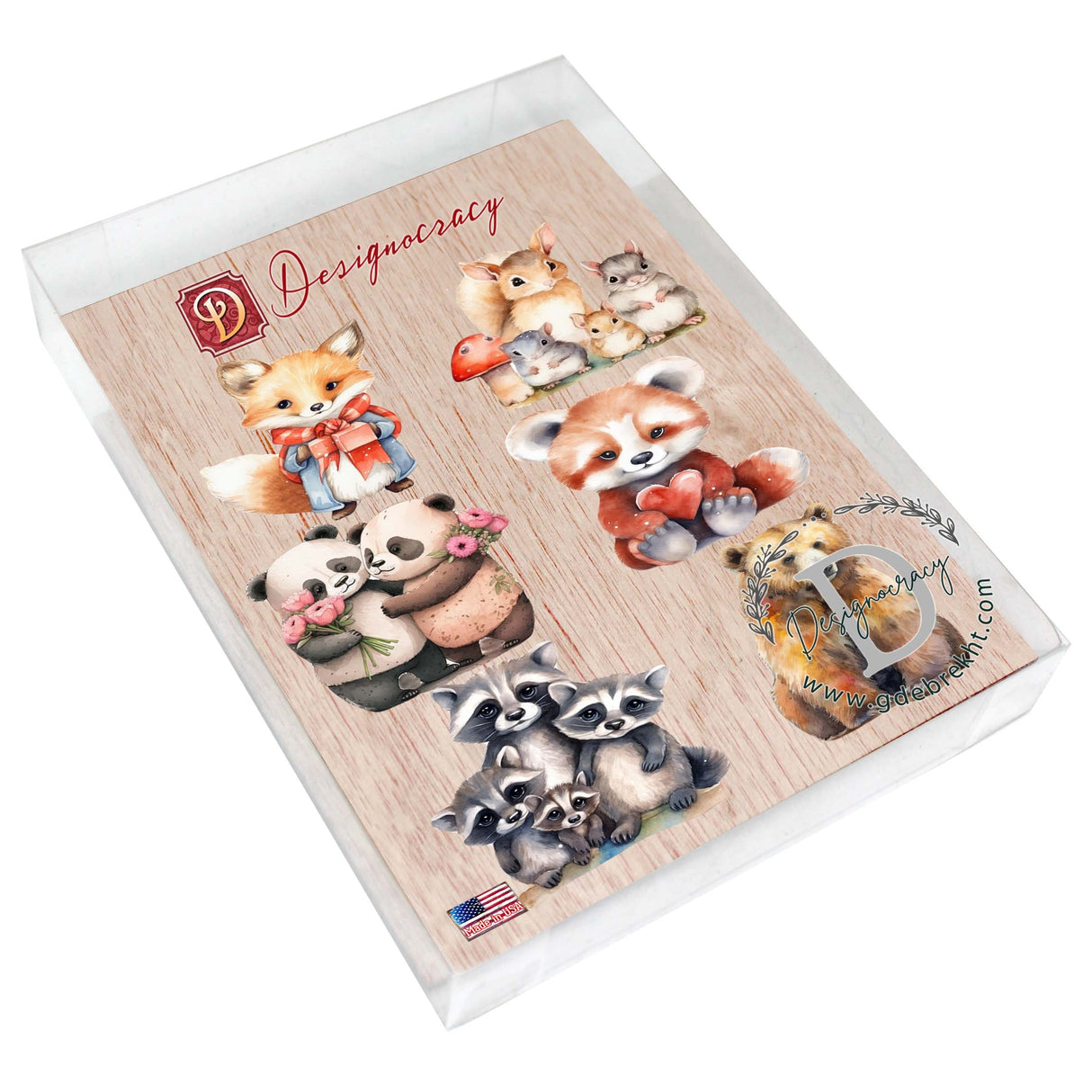 Juego de 6 imanes decorativos de madera con animales del bosque de G. Debrekht - Decoración de vida silvestre - 8090021G-S6