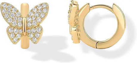 Fashion Copper Inlaid Zirconium Butterfly Ear Ring Niche - Lootquake