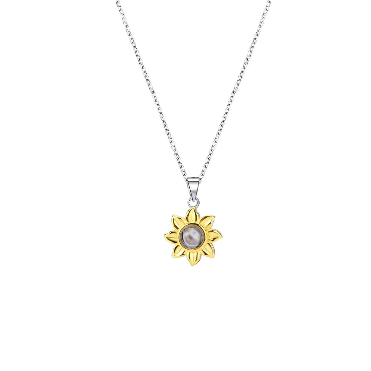 Silver Sunflower Projection Necklace for Women, S925 - Lootquake