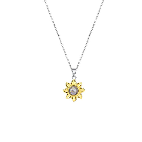 Silver Sunflower Projection Necklace for Women, S925 - Lootquake