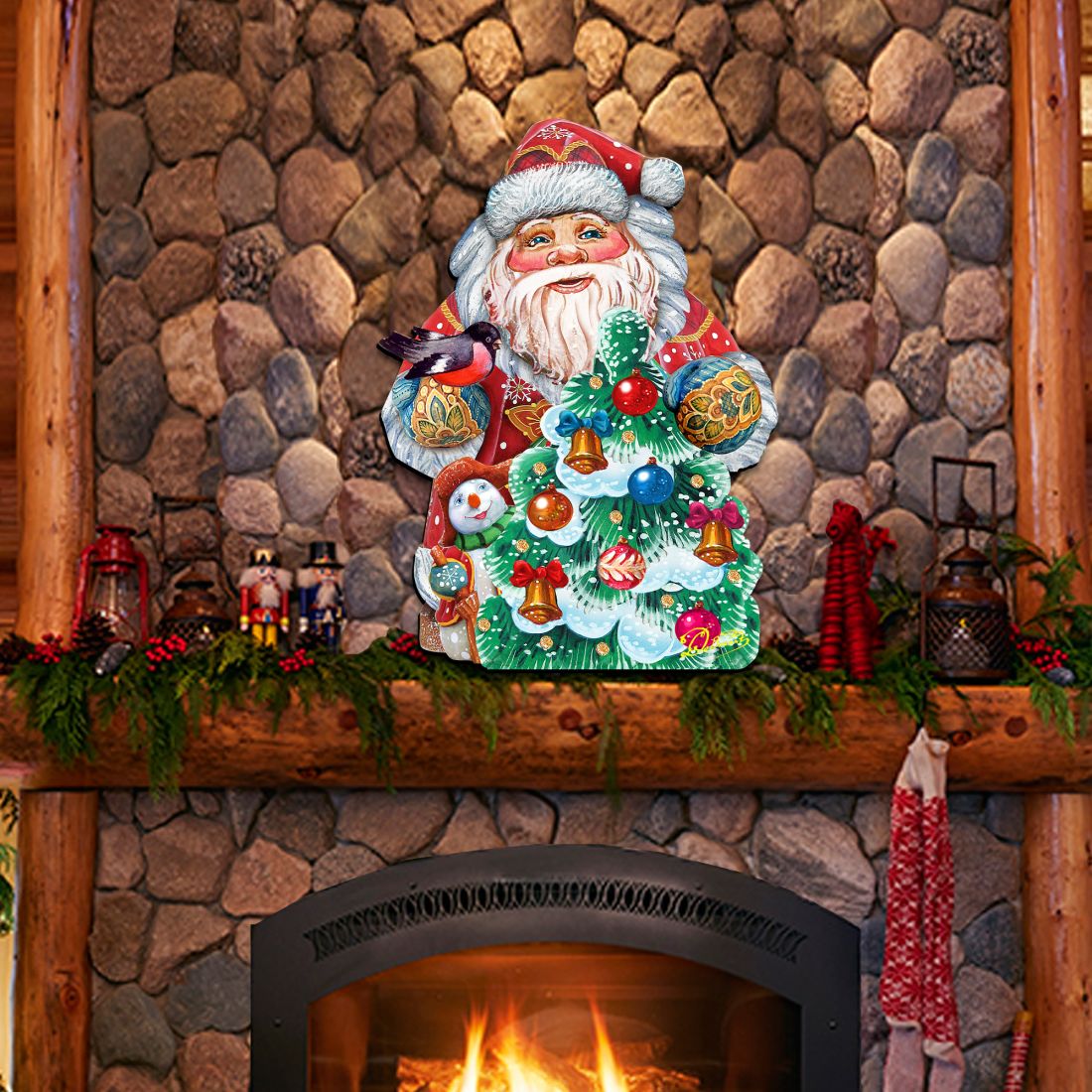 Decoración navideña para puerta con árbol de Papá Noel de G. DeBrekht - Decoración navideña con muñeco de nieve de Papá Noel - 8119181H