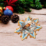 Owls Snowflake Wooden Ornaments Set of 3 by G. Debrekht - Nature Wildlife Decor - 8090152-S3