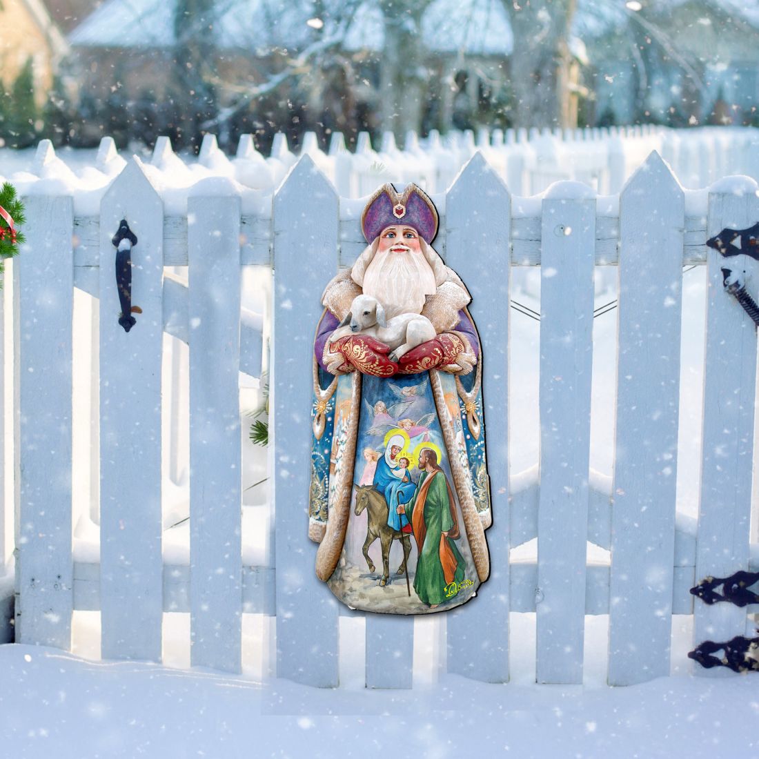 Decoración para puerta con Santa Claus y los Ángeles Guardianes de G. DeBrekht - Decoración navideña - 811832H