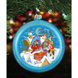 Christmas Arrival Glass Ornament by G. DeBrekht - Christmas Santa Snowman Decor - 744-043