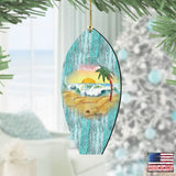 Adornos de madera con forma de tabla de surf de G. DeBrekht - Decoración navideña costera - 8198522