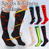 1 Pair of Stylish Striped Compression Socks for Women - Breathable, Comfortable, and Protective Ankle and Calf Support for All-Season Wear - Hand Wash Only, Nylon Blend Knit Fabric