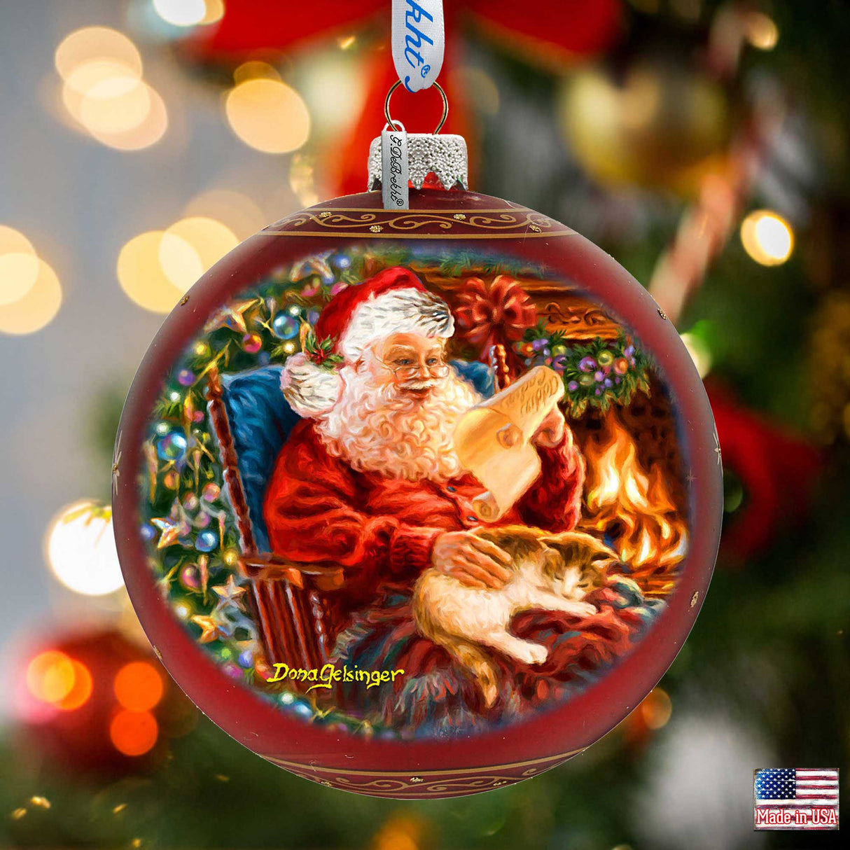 House Warming Santa Lg Glass Ornament in Red by Gelsinger - Christmas Decor - 73924R-DG
