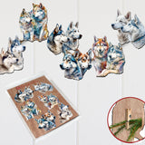 Adornos decorativos de madera con clip "The Graceful Huskies", juego de 6, de G. Debrekht - Decoración de vida silvestre - 8090115C-S6