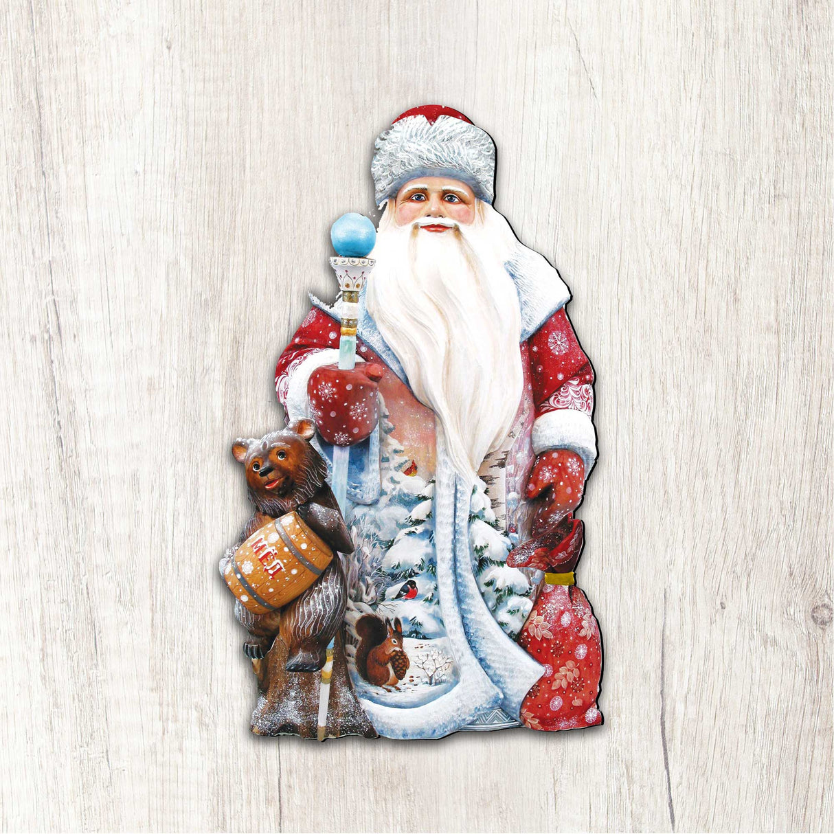 Decoración de puerta con Papá Noel y un oso de miel de G. DeBrekht - Decoración navideña con Papá Noel y muñeco de nieve - 8128811H
